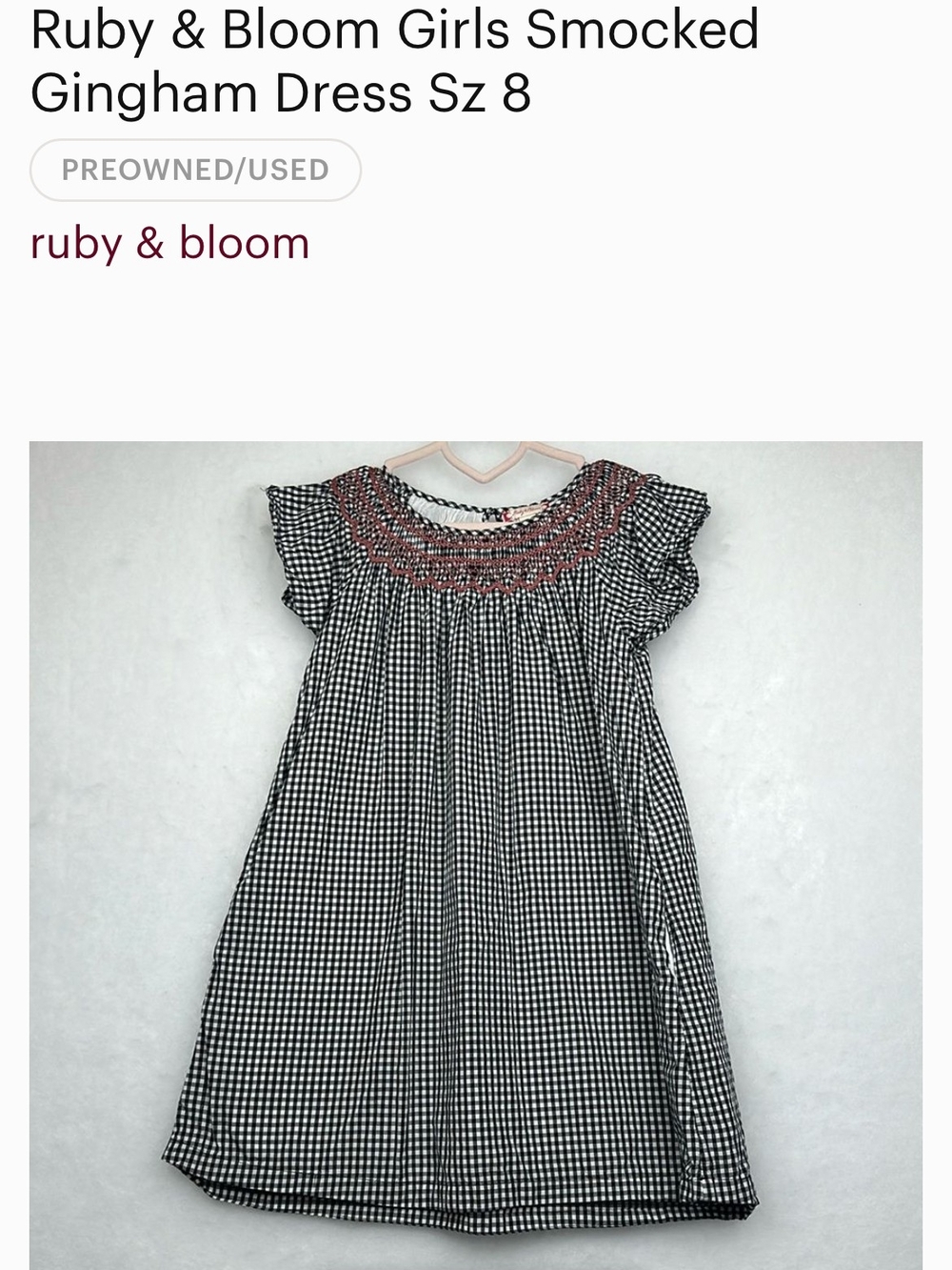 ruby & bloom Black and White Gingham Smocked Dress